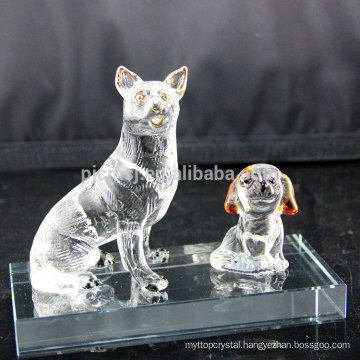 Promotional top quality Fashionable crystal glass animal figurines decoration dog glass crafts